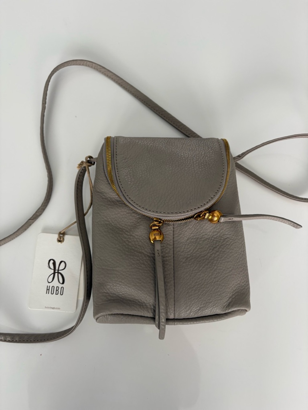 HOBO Taupe/Grey Leather Crossbody Bag